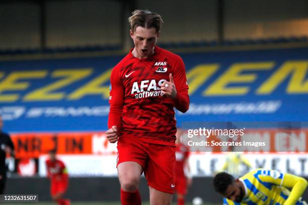 Albert Gudmundsson of AZ Alkmaar celebrates 1-1 during the Dutch Eredivisie match between RKC Waalwijk v AZ Alkmaar at the Mandemakers Stadium on May...