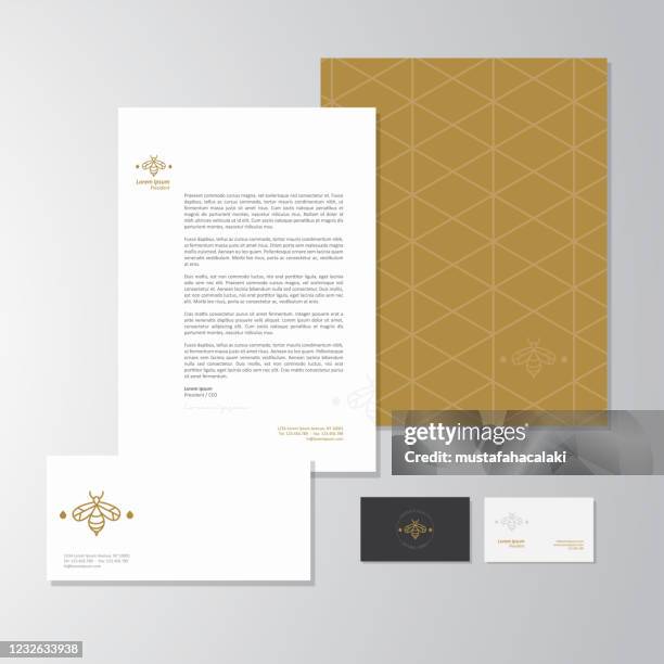 apiculture business stationery design - lettre document stock illustrations