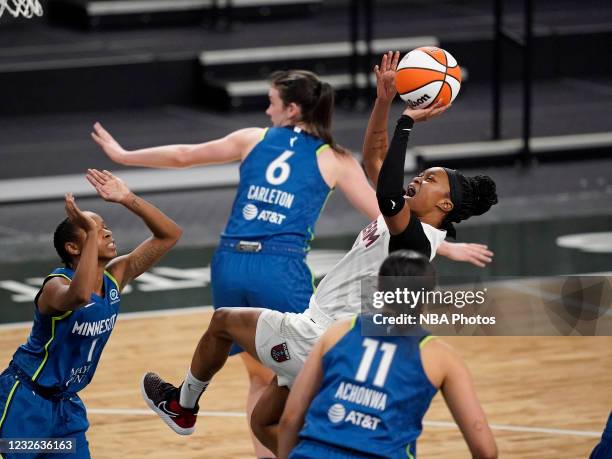 Odyssey Sims of the Atlanta Dream shoots the ball against the Minnesota Lynx on May 1, 2021 at The Gateway Center Arena in College Park, Georgia....