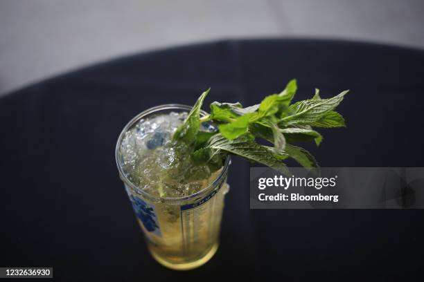 Mint julep cocktail arranged at Churchill Downs ahead of the 147th Running of the Kentucky Derby in Louisville, Kentucky, U.S., on Saturday, May 1,...