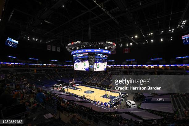 General view of the game against the Minnesota Timberwolves and New Orleans Pelicans during the fourth quarter at Target Center on May 1, 2021 in...