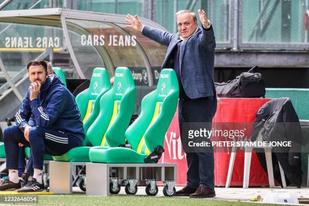 Feyenoord coach Dick Advocaat reacts during the Dutch Eredivisie match between ADO Den Haag and Feyenoord at the Cars Jeans stadium in The Hague on...