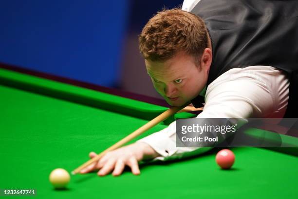 England's Shaun Murphy plays a shot during day 16 of the Betfred World Snooker Championships 2021 at Crucible Theatre on May 2, 2021 in Sheffield,...