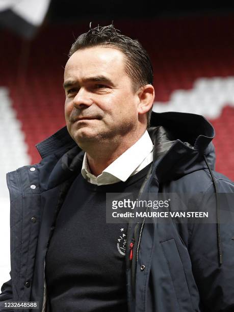 Ajax technical director Marc Overmars looks on during the Dutch Eredivisie football match between Ajax Amsterdam and FC Emmen at the Johan Cruijff...