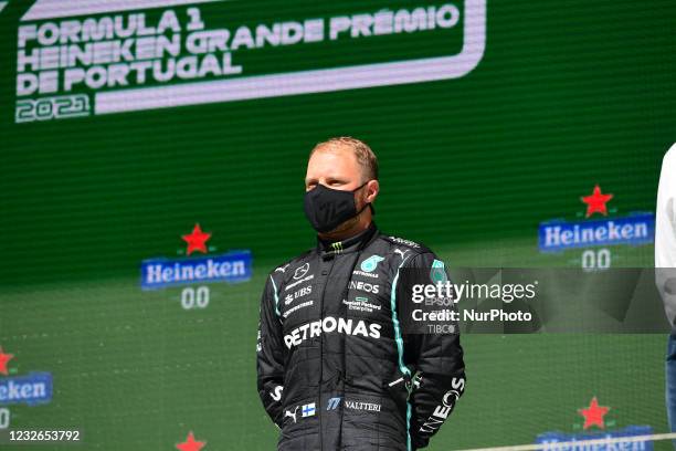 Valtteri Bottas of Mercedes-AMG Petronas F1 Team on podium of Portuguese GP, third round of Formula 1 World Championship in Autodromo Internacional...