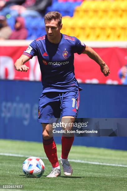 Chicago Fire midfielder Przemyslaw Frankowski controls the ball during the Major League Soccer game between the New York Red Bulls and the Chicago...