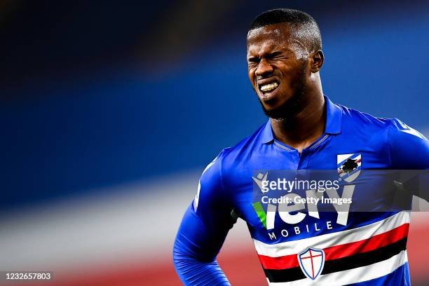Keita Balde of Sampdoria reacts with disappointment during the Serie A match between UC Sampdoria and AS Roma at Stadio Luigi Ferraris on May 2, 2021...