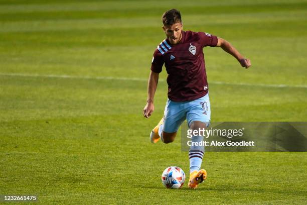 Diego Rubio of Colorado Rapids moves the ball against the Vancouver Whitecaps at Rio Tinto Stadium on May 02, 2021 in Sandy, Utah.