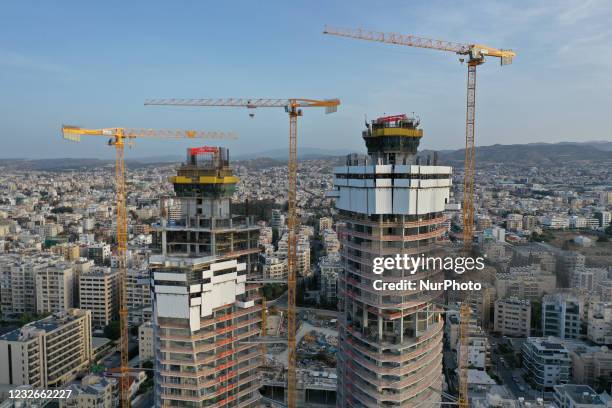 Skyscraper under construction on the embankment of the Mediterranean port of Limassol. Cyprus, Monday, May 3, 2021. The International Monetary Fund...