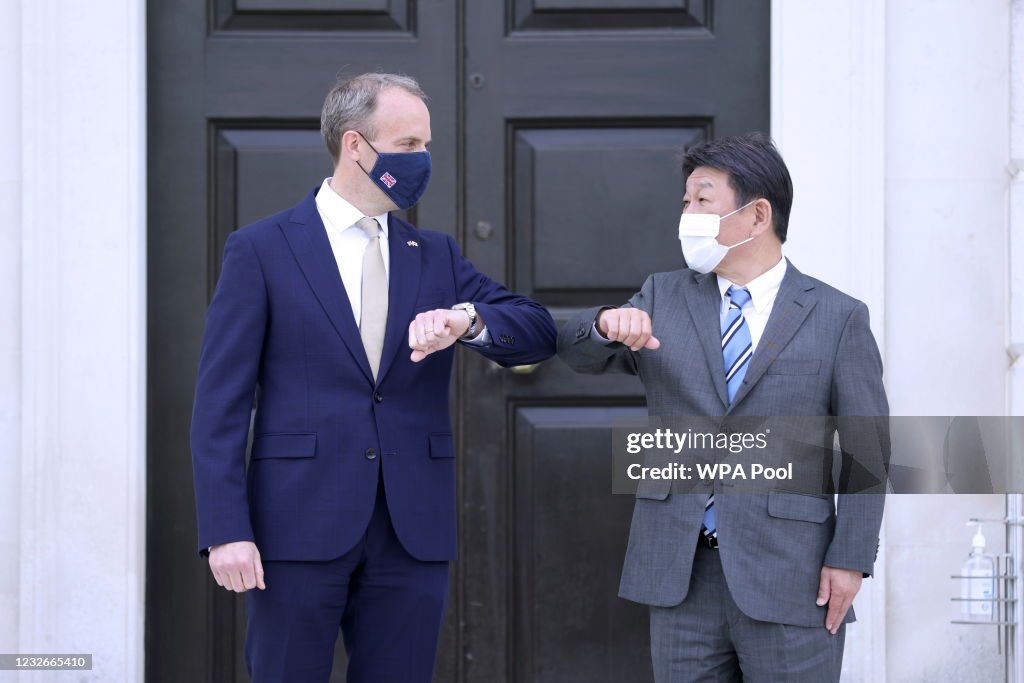 UK Foreign Minister Dominic Raab Meets With Japanese Foreign Minister Toshimitsu Motegi
