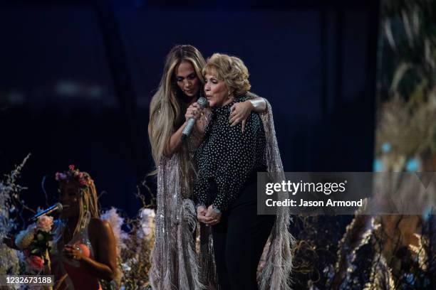 Jennifer Lopez performs with her mom, Guadalupe Rodríguez, at the Vax Live concert at SoFi Stadium on Sunday, May 2, 2021 in Inglewood, CA.