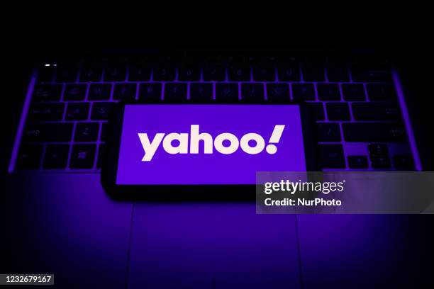 Yahoo! logo is seen displayed on a phone screen in this illustration photo taken in Krakow, Poland on May 3, 2021.