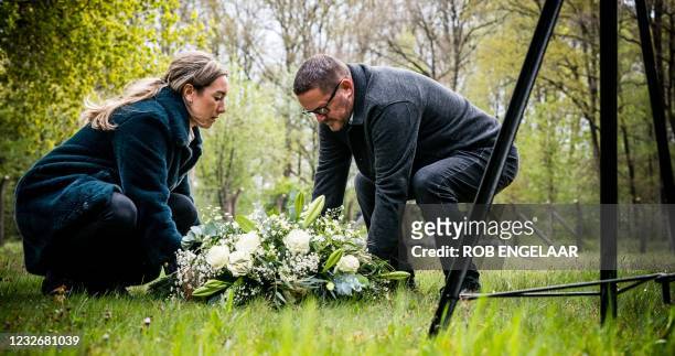Relatives lay a wreath during the May 4 commemoration in National Monument Camp Vught, on May 4, 2021 - Remembrance of the Dead commemorates all...