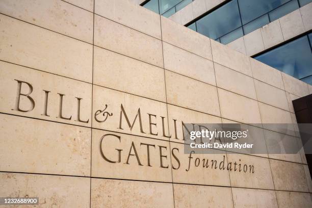 The exterior of the Bill and Melinda Gates Foundation is seen on May 4, 2021 in Seattle, Washington. Bill Gates and Melinda Gates announced their...