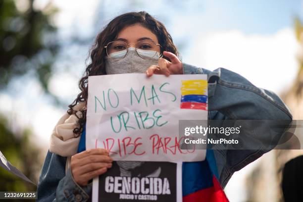 Demonstration of Colombians residing in Buenos Aires, Argentina on May 4, 2021. A hundred people mobilized to the Colombian embassy in Argentina...