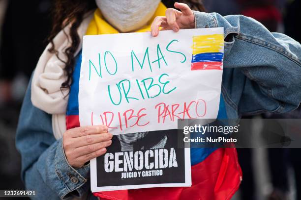 Demonstration of Colombians residing in Buenos Aires, Argentina on May 4, 2021. A hundred people mobilized to the Colombian embassy in Argentina...