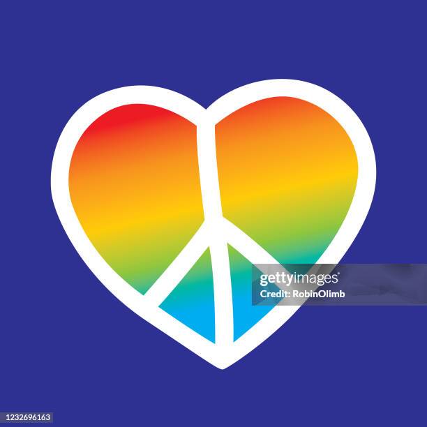 cute rainbow peace sign heart - hippy stock illustrations