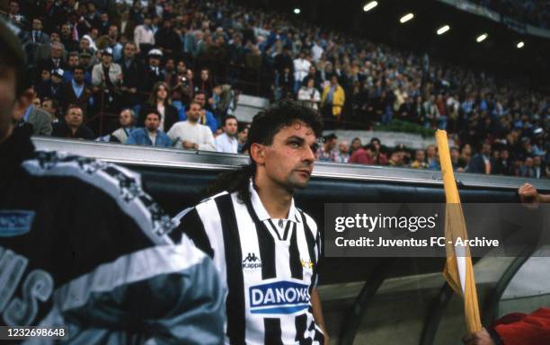 Juventus player Roberto Baggio during Juventus - Parma, Uefa cup finaly, on may 17 in Milan, Italy.