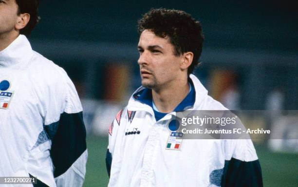 Roberto Baggio during a match with Italia on 1993 in Italy.