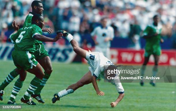 Roberto Baggio during Italia - Nigeria, on Usa world cup on July 05, 1994 in Boston, USA.