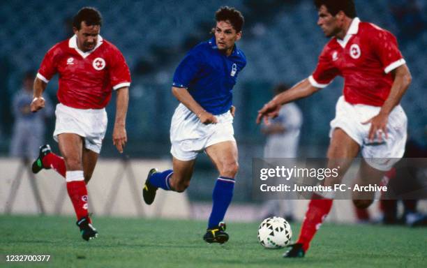 Roberto Baggio during Italia - Switzland, friendly match, on June 03, 1994 in Rome, Italy.