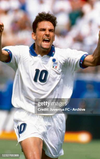 Roberto Baggio during Italia - Nigeria, on Usa world cup on July 05, 1994 in Boston, USA.