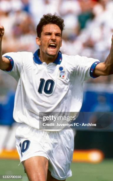 Roberto Baggio during Italia - Nigeria, on Usa world cup on July 05, 1994 in Boston, USA.