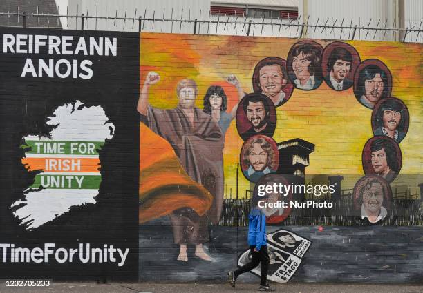 Belfast mural of the hunger strikers, seen in Belfast . Today marks the 40th anniversary of Bobby Sands' death. He died on May 5 at the Maze Prison...