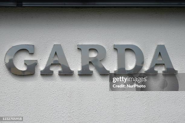 Garda sign seen outside Garda Station in Roundstone. On Friday, 30 April 2021, in Roundstone, Connemara, County Galway, Ireland.