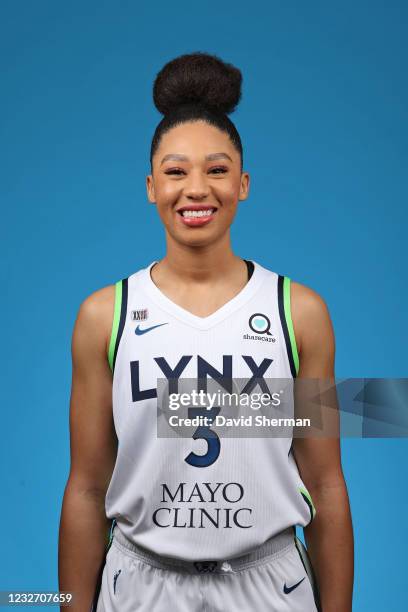 Aerial Powers of the Minnesota Lynx poses for a head shot during 2021 WNBA Media Day on May 4, 2021 at Target Center in Minneapolis, Minnesota. NOTE...