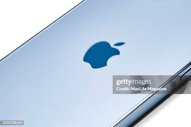 Detail of an Apple iPhone 12 Pro with a Pacific Blue finish, taken on October 28, 2020.