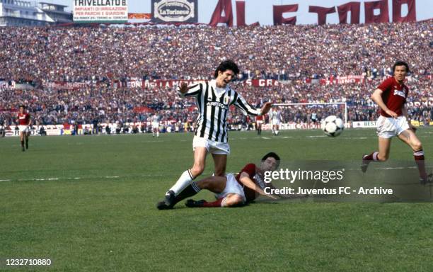Juventus player Paolo Rossi during Torino - Juventus on March 31, 1985 in Turin, Italy.