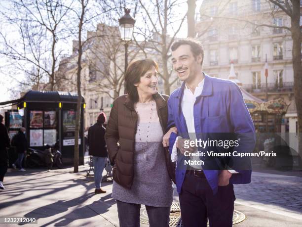 Film director and actor Clelia Ventura and her son Leon are photographed for Paris Match on March 20, 2021 in Paris, France.