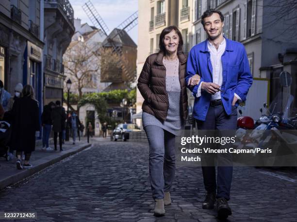 Film director and actor Clelia Ventura and her son Leon are photographed for Paris Match on March 20, 2021 in Paris, France.