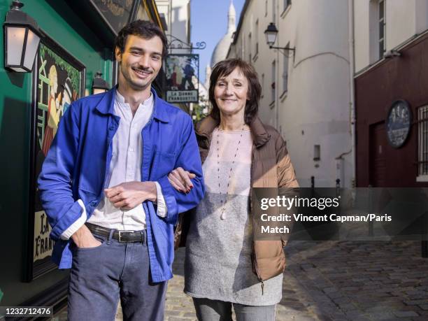 Film director and actor Clelia Ventura and her son Leon are photographed for Paris Match on March 20, 2021 in Paris, France.