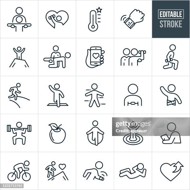 fitness thin line icons - editable stroke - rumpfbeuge stock-grafiken, -clipart, -cartoons und -symbole