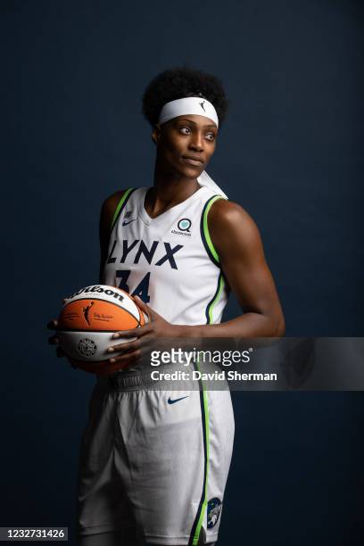 Sylvia Fowles of the Minnesota Lynx poses for a portrait during 2021 WNBA Media Day on May 4, 2021 at Target Center in Minneapolis, Minnesota. NOTE...