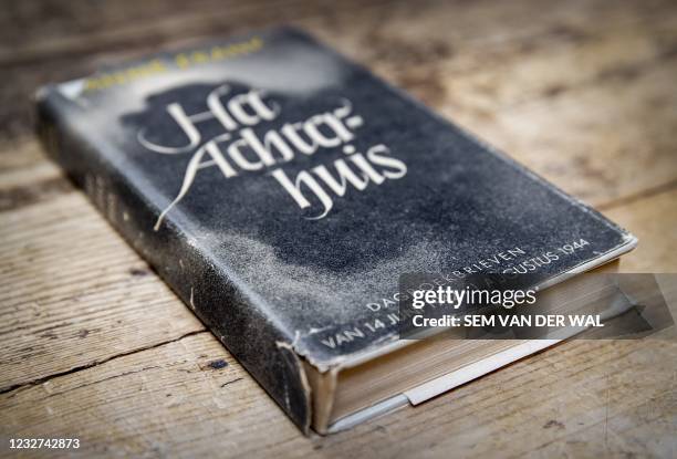 Picture taken on May 7, 2021 shows the war diary Anne Frank's Secret Annex at the auction house Burgersdijk & Nierman in Leiden, Netherlands, before...