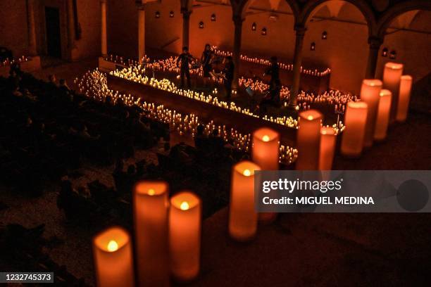 The Siegfried quintet group performs "The Four Seasons" by Italian composer Antonio Vivaldi during a candlelight concert at the Milanese pastoral...