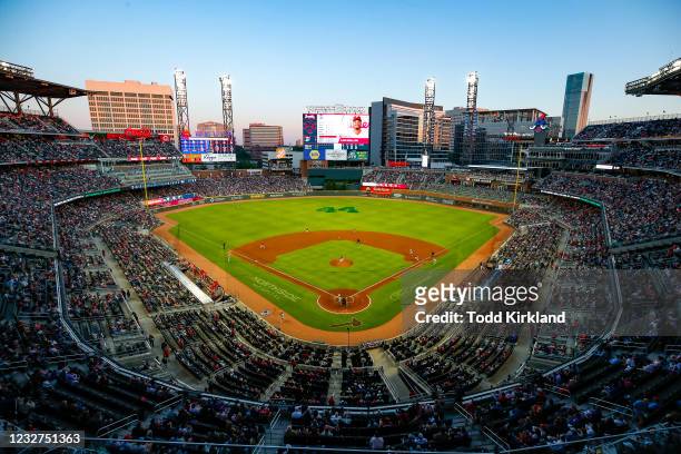 General view of Truist Park during the game between the Atlanta Braves and the Philadelphia Phillies on May 7, 2021 in Atlanta, Georgia. This is the...