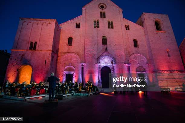 Orchestra with 22 elements before the show on the occasion of the Feast of San Nicola in front of the Basilica of San Nicola in Bari on May 7, 2021....