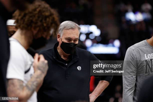 Assistant coach Mike D'Antoni of the Brooklyn Nets looks on during the game against the Utah Jazz on March 24, 2021 at vivint.SmartHome Arena in Salt...