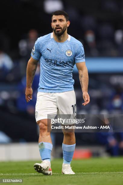 Sergio Aguero of Manchester City during the Premier League match between Manchester City and Chelsea at Etihad Stadium on May 8, 2021 in Manchester,...