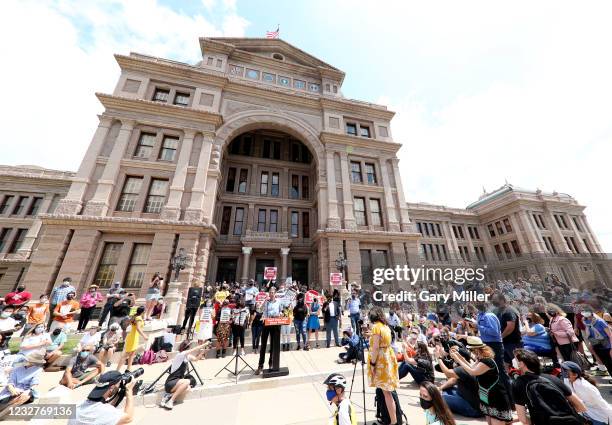Former United States Representative Beto O'Rourke speaks during the "Texans Rally For Our Voting Rights" event at the Texas Capitol Building on May...