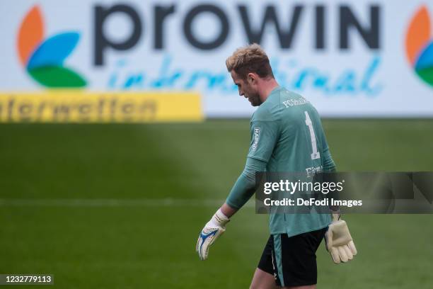 Goalkeeper Ralf Faehrmann of FC Schalke 04 looks dejected during the Bundesliga match between TSG Hoffenheim and FC Schalke 04 at PreZero-Arena on...