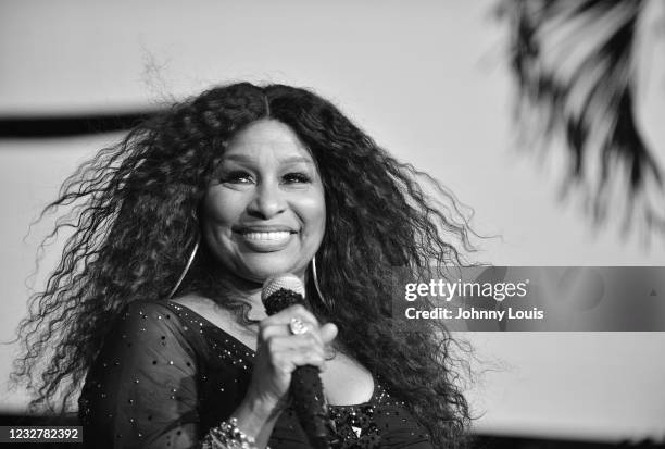 Chaka Khan performs live on stage during a social distance open air evening under the stars 'From Be Bop 2 Hip Hop' with Dinner Supper Club setting...