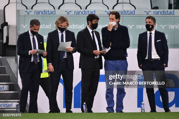 Juventus FC technical coordinator Fabio Paratici, Juventus FC vice president Pavel Nedved, Juventus FC President Andrea Agnelli, Fiat Chrysler...