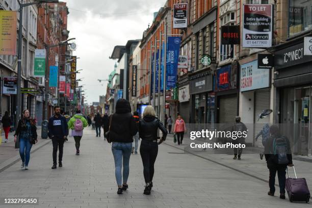 General view of Dublin's Henry Street during the final days of the level five COVID-19 lockdown. On Sunday, 9 May 2021, in Dublin, Ireland.