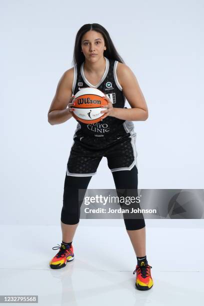 Natalie Achonwa of the Minnesota Lynx poses for a portrait during 2021 WNBA Media Day on May 4, 2021 at Target Center in Minneapolis, Minnesota. NOTE...