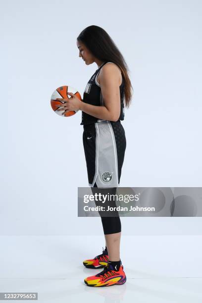 Natalie Achonwa of the Minnesota Lynx poses for a portrait during 2021 WNBA Media Day on May 4, 2021 at Target Center in Minneapolis, Minnesota. NOTE...